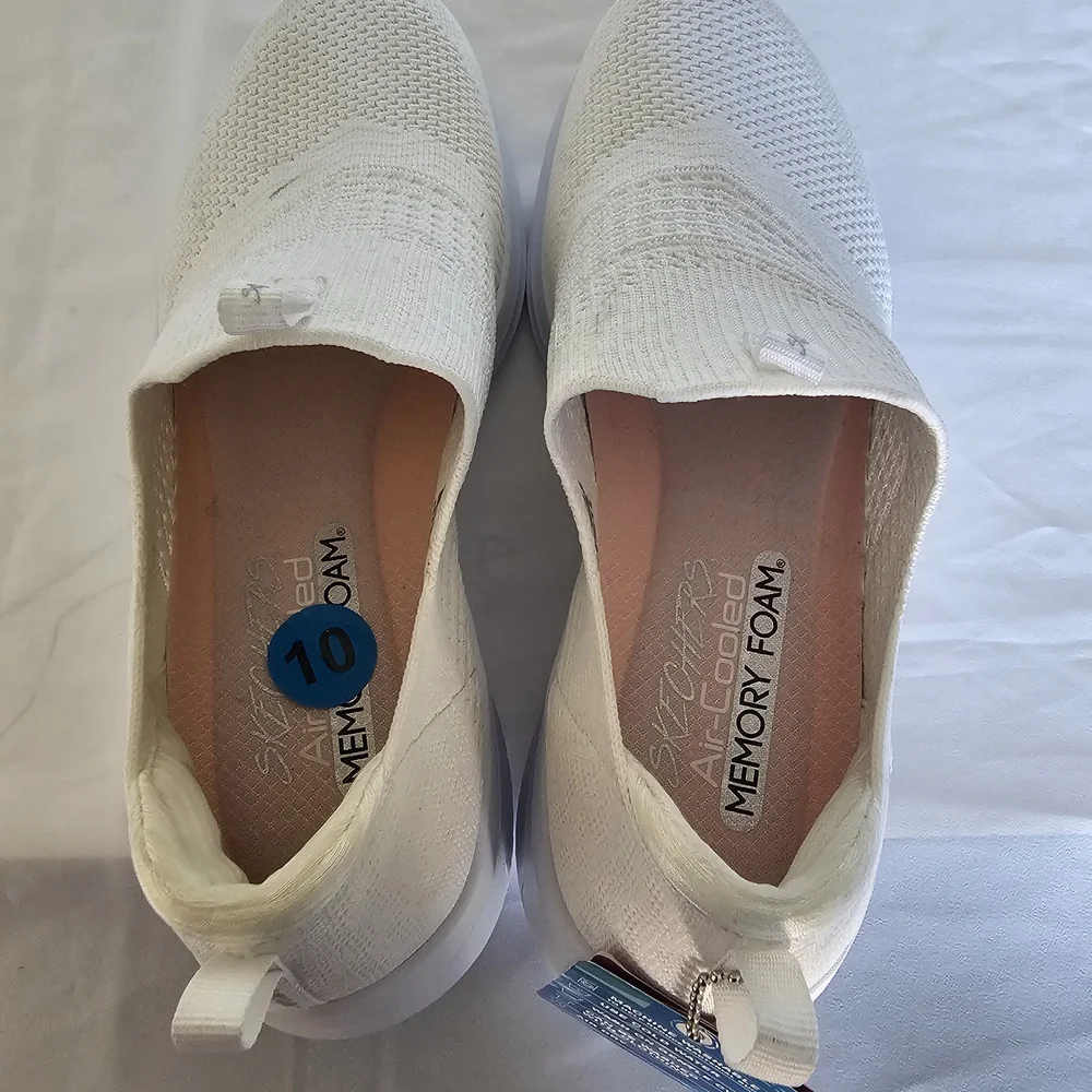 Skechers Women's White Slip-On Sneakers - Picture 6 of 16